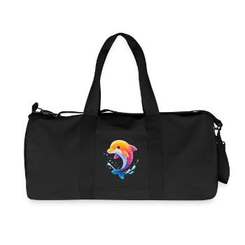 Farbiger Delfin Spritz - Recycelte Canvas-Sporttasche von Stanley/Stella - Schwarz - Vorne