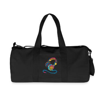 Headphones of patterns and stripes - Recycled Canvas Sports Bag by Stanley/Stella - black - Front