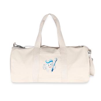 Dent blanche rayonnante avec du dentifrice en bande dessinée - Sac de sport en toile recyclée Stanley/Stella - blanc naturel - Devant