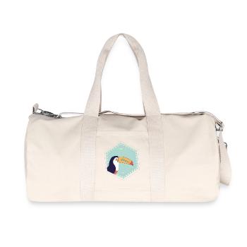 Tukan coloré - turquoise - Sac de sport en toile recyclée Stanley/Stella - blanc naturel - Devant