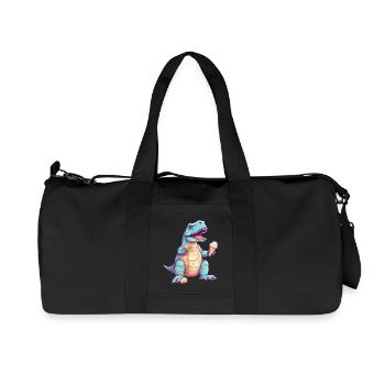 T-Rex enjoys ice cream - Funny dinosaur design - Recycled Canvas Sports Bag by Stanley/Stella - black - Front