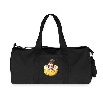 affe badet in Ananas - Lustiges Sommerdesign - Recycelte Canvas-Sporttasche von Stanley/Stella - Schwarz - Vorne