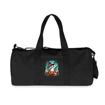 Halloween Cat Dab Witch Hat for Cat Lovers - Recycled Canvas Sports Bag by Stanley/Stella - black - Front