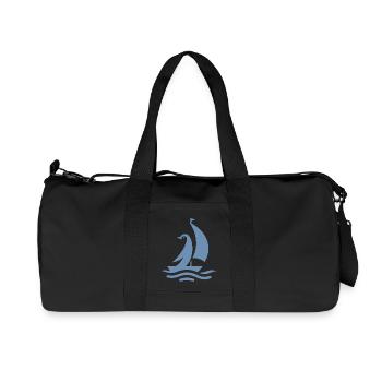 Penguin Sailboat Sailing Silhouette Minimalist - Recycled Canvas Sports Bag by Stanley/Stella - black - Front