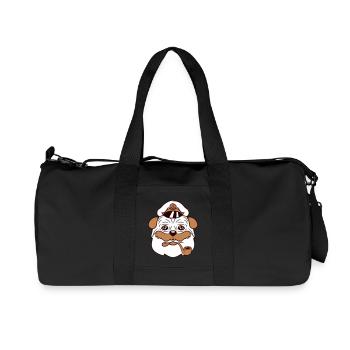 Mops Hund Kapitän Gesicht Lustig Süß Cartoon Comic - Recycelte Canvas-Sporttasche von Stanley/Stella - Schwarz - Vorne
