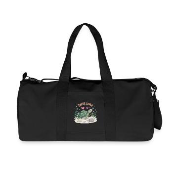 Turtle in Love Illustration - Recycled Canvas Sports Bag by Stanley/Stella - black - Front