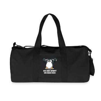 Penguin Weightlifting Saying - Recycled Canvas Sports Bag by Stanley/Stella - black - Front