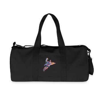 Dynamic handball jump throw in neon flames - Recycled Canvas Sports Bag by Stanley/Stella - black - Front