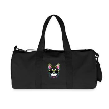 Chien arc-en-ciel avec lunettes - Sac de sport en toile recyclée Stanley/Stella - noir - Devant