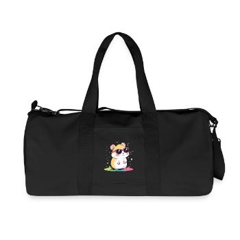 Hamster arcenciel lunettes roses - Sac de sport en toile recyclée Stanley/Stella - noir - Devant