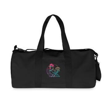 Coq neon rétro avec lunettes - Sac de sport en toile recyclée Stanley/Stella - noir - Devant