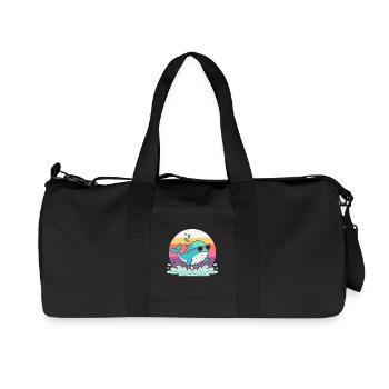 Whale Surf Retro Rainbow - Recycelte Canvas-Sporttasche von Stanley/Stella - Schwarz - Vorne