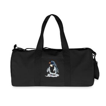 Wasserfarbener Pinguin im Sprung - Recycelte Canvas-Sporttasche von Stanley/Stella - Schwarz - Vorne