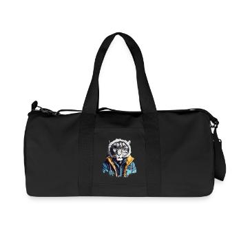 Streetstyle Schneeleopard | Leoparden-Liebhaber - Recycelte Canvas-Sporttasche von Stanley/Stella - Schwarz - Vorne