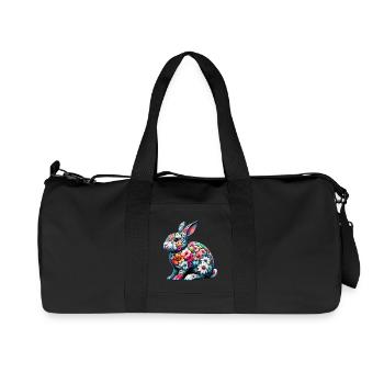 Rabbit decorated with flowers - Recycled Canvas Sports Bag by Stanley/Stella - black - Front