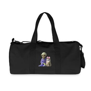 Alien und Katze – Galaktische Liebe - Recycelte Canvas-Sporttasche von Stanley/Stella - Schwarz - Vorne