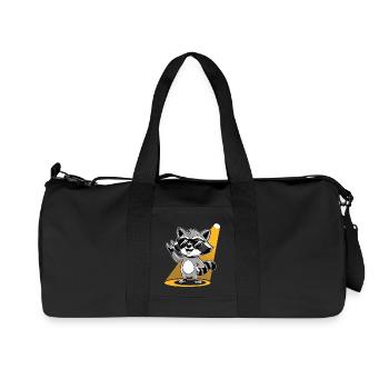 Retro Raccoon Rock Music - Recycelte Canvas-Sporttasche von Stanley/Stella - Schwarz - Vorne