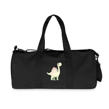 Playful Pink Dino with Flower - Recycled Canvas Sports Bag by Stanley/Stella - black - Front