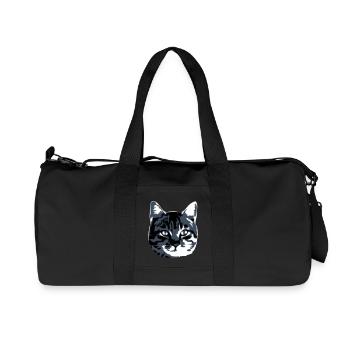 Cat Realistic Pet Cute Cute Kitten - Recycled Canvas Sports Bag by Stanley/Stella - black - Front