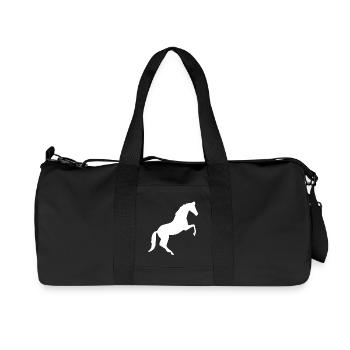 Pferde Silhouetten weiß Geschenk Reiter - Recycelte Canvas-Sporttasche von Stanley/Stella - Schwarz - Vorne