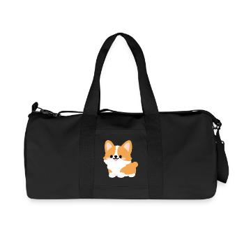 Corgi-Welpe Süßes Cartoon-Tee - Recycelte Canvas-Sporttasche von Stanley/Stella - Schwarz - Vorne