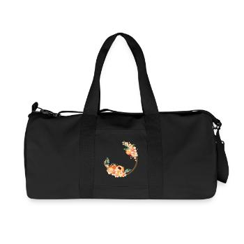 Moitié de pêche, pêches, fleurs de pêcher en couronne - Sac de sport en toile recyclée Stanley/Stella - noir - Devant