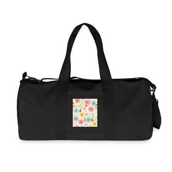 Motif floral - Sac de sport en toile recyclée Stanley/Stella - noir - Devant