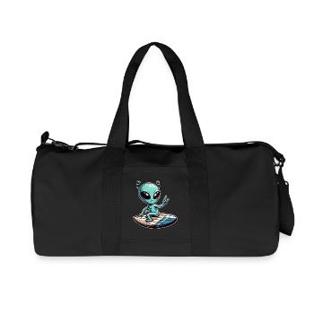 Alien Außerirdischer UFO Surfer Strand Sommer Urla - Recycelte Canvas-Sporttasche von Stanley/Stella - Schwarz - Vorne