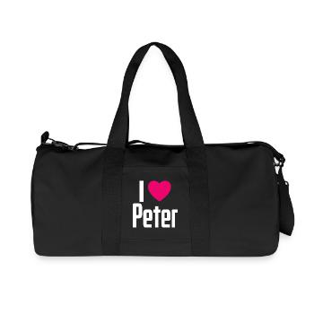 I Love Peter Pinkes Herz Ich liebe Peter - Recycelte Canvas-Sporttasche von Stanley/Stella - Schwarz - Vorne