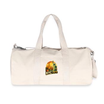 Retro NYC Skyline-Aufkleber - Recycelte Canvas-Sporttasche von Stanley/Stella - Naturweiß - Vorne