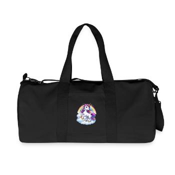 Rainbow Unicorn Over Clouds - Recycled Canvas Sports Bag by Stanley/Stella - black - Front