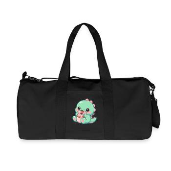 Petit dino grignotant un donut - Sac de sport en toile recyclée Stanley/Stella - noir - Devant