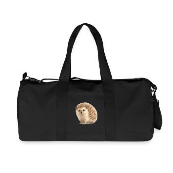 Water-coloured hedgehog cuddle motif - Recycled Canvas Sports Bag by Stanley/Stella - black - Front