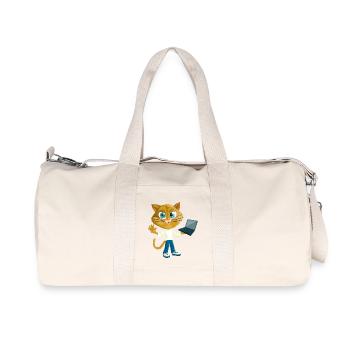 Chat avec LapTop - Sac de sport en toile recyclée Stanley/Stella - blanc naturel - Devant