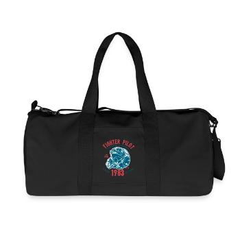 CLASSIC JET PLANE - Kampfjet Piloten Shirt Motiv - Recycelte Canvas-Sporttasche von Stanley/Stella - Schwarz - Vorne