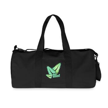 stylized green mint leaves with typography - Recycled Canvas Sports Bag by Stanley/Stella - black - Front