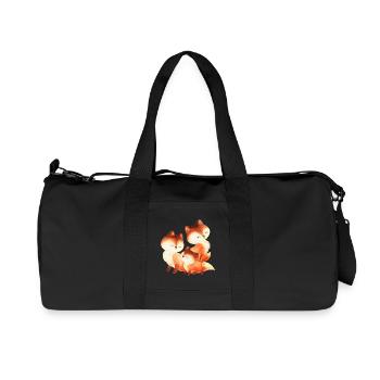 Red Fox Family Watercolor Painting - Recycled Canvas Sports Bag by Stanley/Stella - black - Front