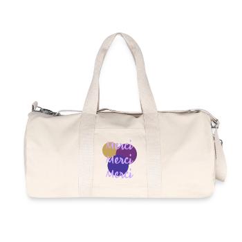 MERCI. THANKS. THANK YOU. ANNIVERSAIRE. NAISSANCE. - Sac de sport en toile recyclée Stanley/Stella - blanc naturel - Devant