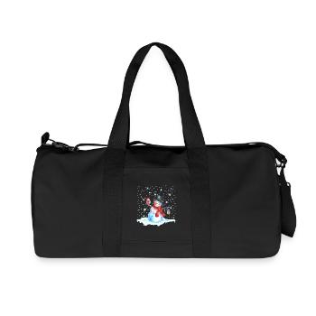Christmas Nostalgia Snowman with Owl, Lantern - Recycled Canvas Sports Bag by Stanley/Stella - black - Front