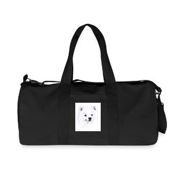 Jeune Samoyède - Portrait à la main dessiné à l’aquarelle - Sac de sport en toile recyclée Stanley/Stella - noir - Devant