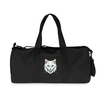 Geometric elegance: White cat in facets - Recycled Canvas Sports Bag by Stanley/Stella - black - Front
