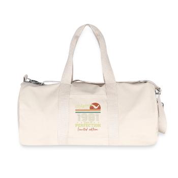 Original 1981 Geburtstagsgeschenk 1945 Retro 1981 - Recycelte Canvas-Sporttasche von Stanley/Stella - Naturweiß - Vorne