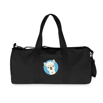 Alpaca with colorful flower necklace - Cheerful animal motif - Recycled Canvas Sports Bag by Stanley/Stella - black - Front