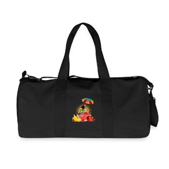 Pyramide de fruits colorée avec pastèque et parapluie - Sac de sport en toile recyclée Stanley/Stella - noir - Devant
