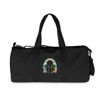 Regenbogen Retro Katzen Kinder - Recycelte Canvas-Sporttasche von Stanley/Stella - Schwarz - Vorne