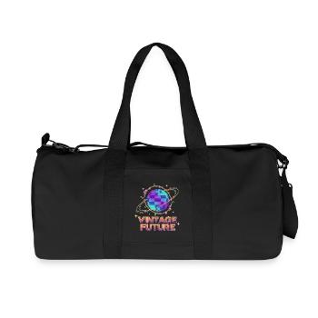 Retro-Futurist Vintage Future Pixel Planet - Recycled Canvas Sports Bag by Stanley/Stella - black - Front