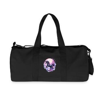 Lunar Unicorn with Skulls and Flowers - Recycled Canvas Sports Bag by Stanley/Stella - black - Front