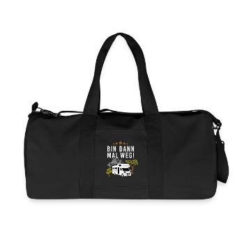 Bin dann mal weg! Mit dem Wohnmobil beim Camping - Recycelte Canvas-Sporttasche von Stanley/Stella - Schwarz - Vorne