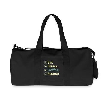 Essen Schlaf Kaffee Wiederholen Lustiges Kaffee-Liebhaber-Geschenk - Recycelte Canvas-Sporttasche von Stanley/Stella - Schwarz - Vorne