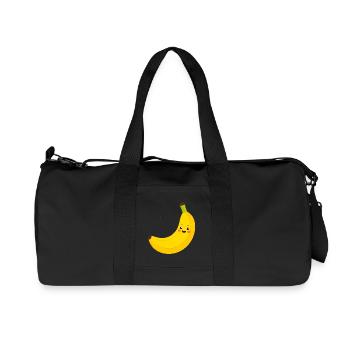 Yellow Kawaii Banana – Sweet Fruit Illustration Art - Recycled Canvas Sports Bag by Stanley/Stella - black - Front